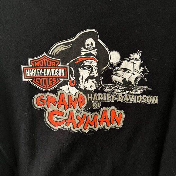 Harley Davidson Black Embellished Rhinestone Long Sleeved Tee Grand Cayman - Picture 4 of 6